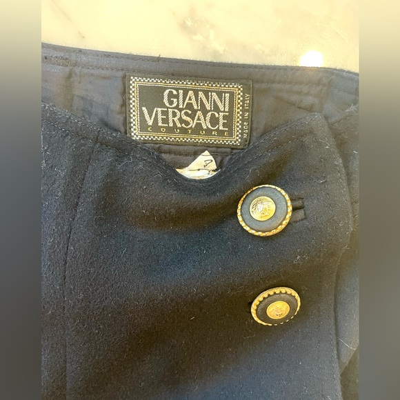 Gianni Versace VTG Wool Wide Leg, High Rise Pants, Sailor, Medusa Buttons, XS - Picture 8 of 12